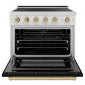 ZLINE Autograph Edition 36 in. 5.2 cu. ft. Paramount Induction Range with 5 Element Cooktop and Electric Convection Oven in Stainless Steel with Black Matte Door and Champagne Bronze Accents (SINRZ-BLM-36-CB)