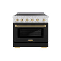 ZLINE Autograph Edition 36 in. 5.2 cu. ft. Paramount Induction Range with 5 Element Cooktop and Electric Convection Oven in Stainless Steel with Black Matte Door and Champagne Bronze Accents (SINRZ-BLM-36-CB)