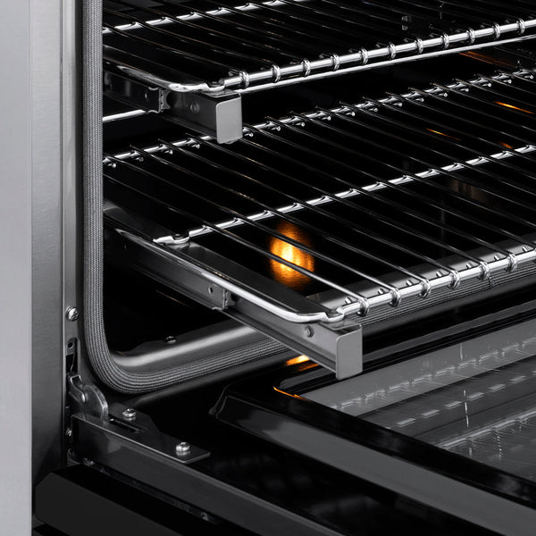 ZLINE Autograph Edition 36 in. 5.2 cu. ft. Paramount Induction Range with 5 Element Cooktop and Electric Convection Oven in Stainless Steel with Black Matte Door and Polished Gold Accents (SINRZ-BLM-36-G)