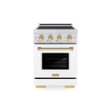ZLINE Autograph Edition 24 in. 3.2 cu. ft. Paramount Induction Range with 3 Element Cooktop and Electric Convection Oven in Stainless Steel with White Matte Door and Polished Gold Accents (SINRZ-WM-24-G)