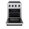 ZLINE Autograph Edition 24 in. 3.2 cu. ft. Paramount Induction Range with 3 Element Cooktop and Electric Convection Oven in Stainless Steel with White Matte Door and Matte Black Accents (SINRZ-WM-24-MB)