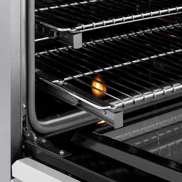 ZLINE Autograph Edition 36 in. 5.2 cu. ft. Paramount Induction Range with 5 Element Cooktop and Electric Convection Oven in Stainless Steel with White Matte Door and Champagne Bronze Accents (SINRZ-WM-36-CB)