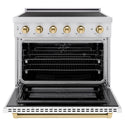 ZLINE Autograph Edition 36 in. 5.2 cu. ft. Paramount Induction Range with 5 Element Cooktop and Electric Convection Oven in Stainless Steel with White Matte Door and Polished Gold Accents (SINRZ-WM-36-G)