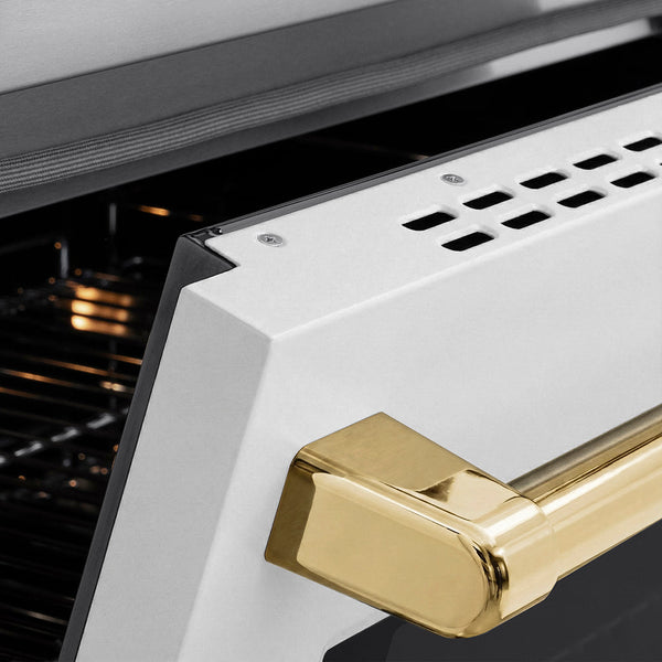 ZLINE Autograph Edition 36 in. 5.2 cu. ft. Paramount Induction Range with 5 Element Cooktop and Electric Convection Oven in Stainless Steel with White Matte Door and Polished Gold Accents (SINRZ-WM-36-G)