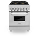 ZLINE 24 in. 2.8 cu. ft. Legacy Dual Fuel Range with Gas Cooktop and Electric Convection Oven in Stainless Steel with 4 Brass Burners (RA-BR-24)