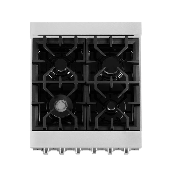 ZLINE 24 in. 2.8 cu. ft. Legacy Dual Fuel Range with 4 Burner Gas Cooktop and Electric Convection Oven in Satin Stainless Steel with Griddle (RAS-SN-GR-24)