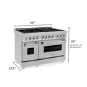 ZLINE 48 in. 6.0 cu. ft. Legacy Dual Fuel Range with 7 Burner Gas Cooktop and 2 Electric Ovens in DuraSnow® Stainless Steel with Griddle (RAS-SN-GR-48)