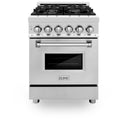 ZLINE 24 in. Professional Dual Fuel Range in Stainless Steel (RA24) front, oven closed.