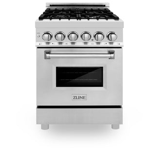 ZLINE 24 in. 2.8 cu. ft. Legacy Dual Fuel Range with 4 Burner Gas Cooktop and Electric Convection Oven in Stainless Steel with Griddle (RA-GR-24)