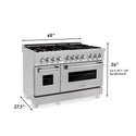 ZLINE 48 in. 6.0 cu. ft. Legacy Dual Fuel Range with Gas Cooktop and 2 Electric Ovens in DuraSnow® Stainless Steel with 6 Brass Burners and Griddle (RAS-SN-BR-GR-48)