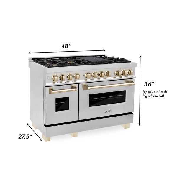 ZLINE 48-inch range dimensions.