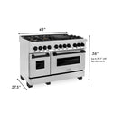 ZLINE Autograph Edition 48" Dual Fuel Range dimensional graphic.