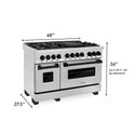 ZLINE Autograph Edition 48" Dual Fuel Range dimensional graphic.