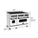 ZLINE Autograph Edition 48" Dual Fuel Range dimensional graphic.