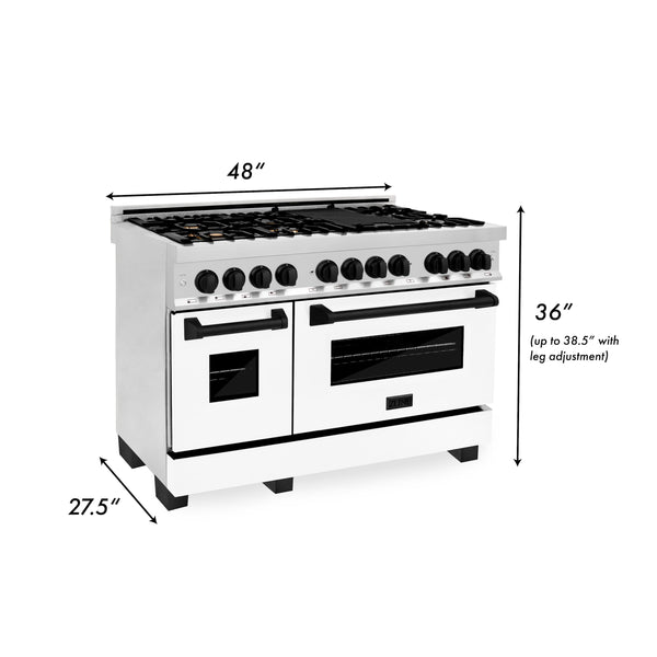 ZLINE Autograph Edition 48" Dual Fuel Range dimensional graphic.