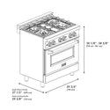ZLINE 30 in. 4.0 cu. ft. Legacy Dual Fuel Range with 4 Burner Gas Cooktop and Electric Convection Oven in Stainless Steel and Red Matte Door (RA-RM-30)