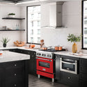 ZLINE 30 in. 4.0 cu. ft. Legacy Dual Fuel Range with 4 Burner Gas Cooktop and Electric Convection Oven in Stainless Steel and Red Matte Door (RA-RM-30)