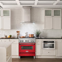ZLINE 30 in. 4.0 cu. ft. Legacy Dual Fuel Range with 4 Burner Gas Cooktop and Electric Convection Oven in Stainless Steel and Red Matte Door (RA-RM-30)