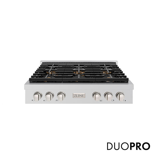 ZLINE 36 in. Paramount Gas Rangetop with 6 Burner DuoPro™ Cooktop in Stainless Steel (PSRT36)