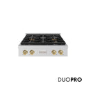 ZLINE Autograph Edition 30 in. Paramount Gas Rangetop with 4 Burner DuoPro™ Cooktop in Stainless Steel and Champagne Bronze Accents (PSRTZ-30-CB)