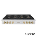 ZLINE Autograph Edition 48 in. Paramount Gas Rangetop with 8 Burner DuoPro™ Cooktop in Stainless Steel and Champagne Bronze Accents (PSRTZ-48-CB)