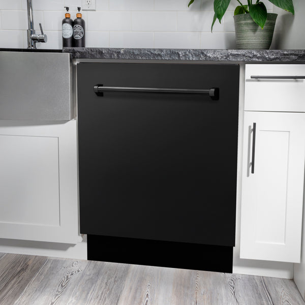 ZLINE 24 in. Tallac Series 3rd Rack Dishwasher with Auto Door Open Drying, 51dBa, Black Stainless Steel Panel (DWV-BS-24)