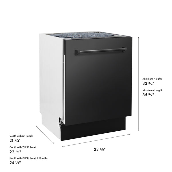 ZLINE 24 in. Tallac Series 3rd Rack Dishwasher with Auto Door Open Drying, 51dBa, Black Stainless Steel Panel (DWV-BS-24)