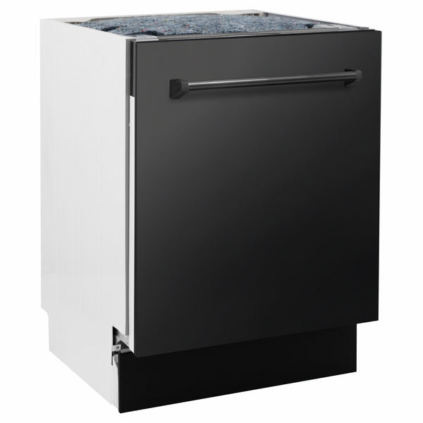 ZLINE 24 in. Tallac Series 3rd Rack Dishwasher with Auto Door Open Drying, 51dBa, Black Stainless Steel Panel (DWV-BS-24)