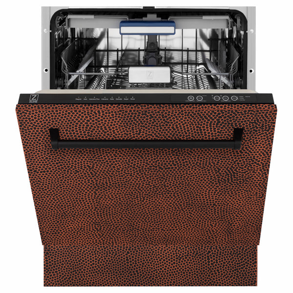 ZLINE 24 in. Tallac Series 3rd Rack Dishwasher with Auto Door Open Drying, 51dBa, Hand-Hammered Copper Panel (DWV-HH-24)