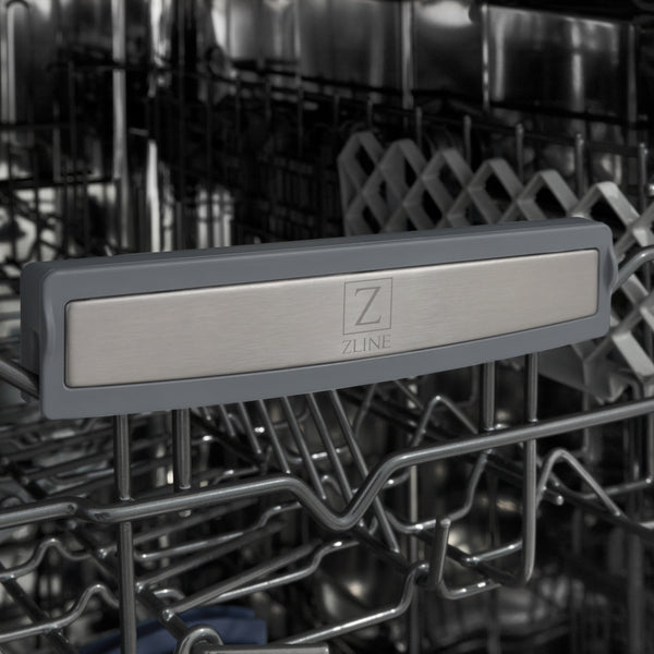 ZLINE Autograph Edition 18 in. Tallac Series 3rd Rack Dishwasher with Auto Door Open Drying, 51dBa, White Matte Panel with Matte Black Handle (DWVZ-WM-18-MB)