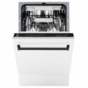 ZLINE Autograph Edition 18 in. Tallac Series 3rd Rack Dishwasher with Auto Door Open Drying, 51dBa, White Matte Panel with Matte Black Handle (DWVZ-WM-18-MB)