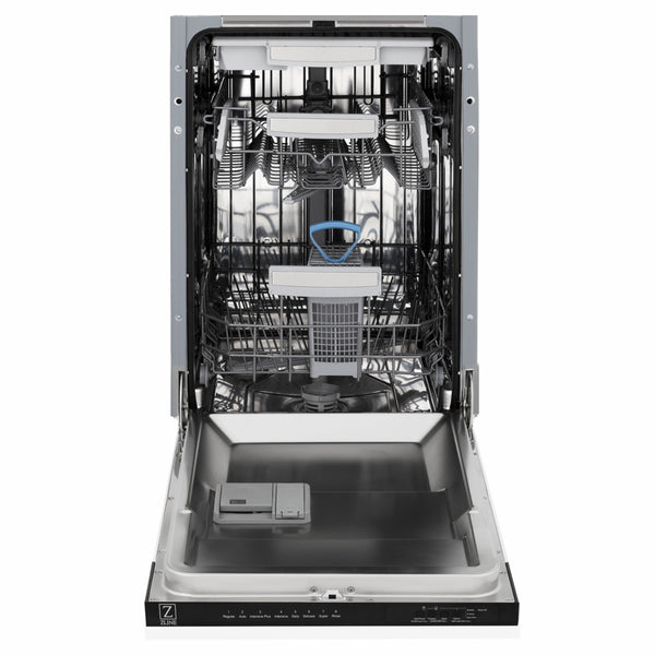 ZLINE Autograph Edition 18 in. Tallac Series 3rd Rack Dishwasher with Auto Door Open Drying, 51dBa, White Matte Panel with Matte Black Handle (DWVZ-WM-18-MB)