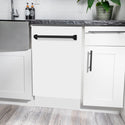ZLINE Autograph Edition 18 in. Tallac Series 3rd Rack Dishwasher with Auto Door Open Drying, 51dBa, White Matte Panel with Matte Black Handle (DWVZ-WM-18-MB)