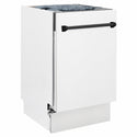 ZLINE Autograph Edition 18 in. Tallac Series 3rd Rack Dishwasher with Auto Door Open Drying, 51dBa, White Matte Panel with Matte Black Handle (DWVZ-WM-18-MB)