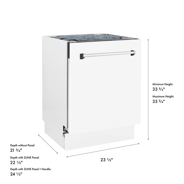 ZLINE 24 in. Tallac Series 3rd Rack Dishwasher with Auto Door Open Drying, 51dBa, White Matte Panel (DWV-WM-24)