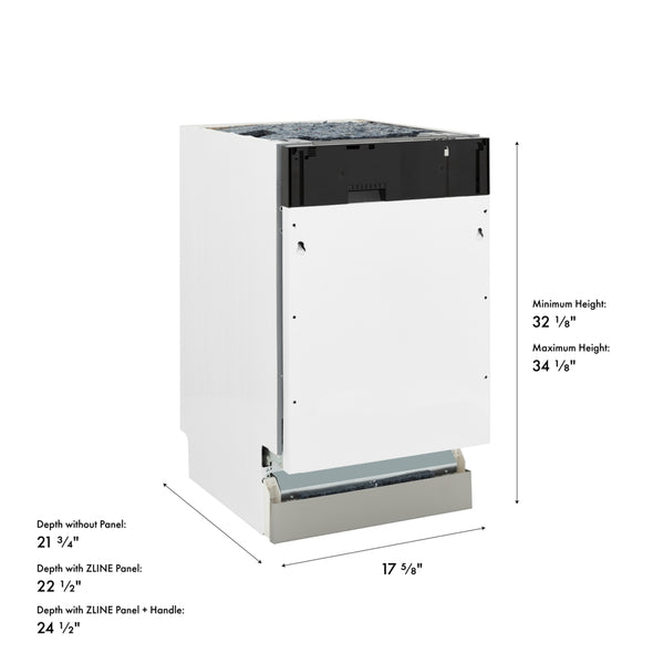 ZLINE Autograph Edition 18 in. Tallac Series 3rd Rack Dishwasher with Auto Door Open Drying, 51dBa, Panel Ready with Polished Gold Handle (DWVZ-18-G)