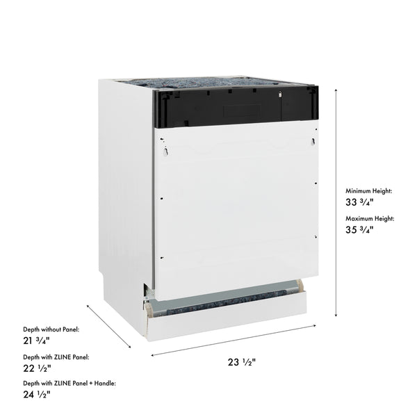 ZLINE Autograph Edition 24 in. Tallac Series 3rd Rack Dishwasher with Auto Door Open Drying, 51dBa, Panel Ready with Champagne Bronze Handle (DWVZ-24-CB)