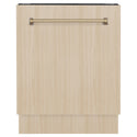ZLINE Autograph Edition 24 in. Tallac Series 3rd Rack Dishwasher with Auto Door Open Drying, 51dBa, Panel Ready with Champagne Bronze Handle (DWVZ-24-CB)