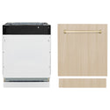 ZLINE Autograph Edition 24 in. Tallac Series 3rd Rack Dishwasher with Auto Door Open Drying, 51dBa, Panel Ready with Polished Gold Handle (DWVZ-24-G)