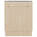 ZLINE Autograph Edition 24 in. Tallac Series 3rd Rack Dishwasher with Auto Door Open Drying, 51dBa, Panel Ready with Polished Gold Handle (DWVZ-24-G)