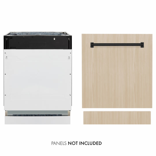 ZLINE Autograph Edition 24 in. Tallac Series 3rd Rack Dishwasher with Auto Door Open Drying, 51dBa, Panel Ready with Matte Black Handle (DWVZ-24-MB)