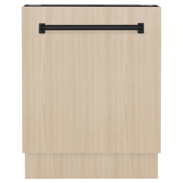 ZLINE Autograph Edition 24 in. Tallac Series 3rd Rack Dishwasher with Auto Door Open Drying, 51dBa, Panel Ready with Matte Black Handle (DWVZ-24-MB)