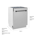 ZLINE Autograph Edition 24 in. Tallac Series 3rd Rack Dishwasher with Auto Door Open Drying, 51dBa, Stainless Steel Panel with Matte Black Handle (DWVZ-304-24-MB)