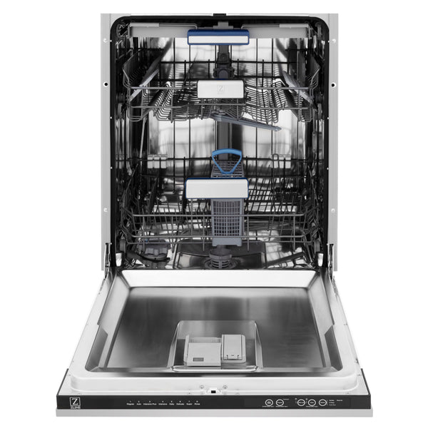 ZLINE Autograph Edition 24 in. Tallac Series 3rd Rack Dishwasher with Auto Door Open Drying, 51dBa, Stainless Steel Panel with Matte Black Handle (DWVZ-304-24-MB)
