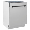 ZLINE Autograph Edition 24 in. Tallac Series 3rd Rack Dishwasher with Auto Door Open Drying, 51dBa, Stainless Steel Panel with Matte Black Handle (DWVZ-304-24-MB)