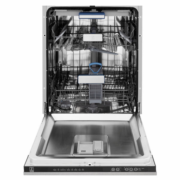ZLINE Autograph Edition 24 in. Tallac Series 3rd Rack Dishwasher with Auto Door Open Drying, 51dBa, Satin Stainless Steel Panel with Polished Gold Handle (DWVZ-SN-24-G)