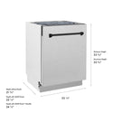 ZLINE Autograph Edition 24 in. Tallac Series 3rd Rack Dishwasher with Auto Door Open Drying, 51dBa, Satin Stainless Steel Panel with Matte Black Handle (DWVZ-SN-24-MB)