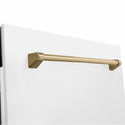 ZLINE Autograph Edition 24 in. Tallac Series 3rd Rack Dishwasher with Auto Door Open Drying, 51dBa, White Matte Panel with Champagne Bronze Handle (DWVZ-WM-24-CB)