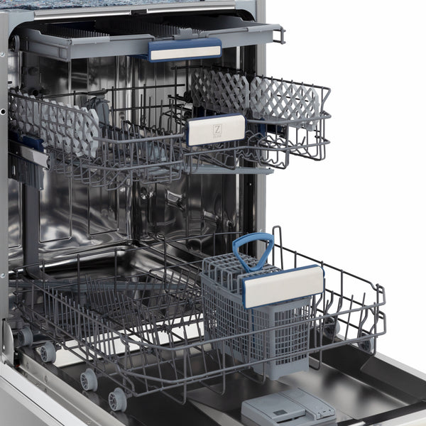 ZLINE 24 in. Tallac Series 3rd Rack Dishwasher with Auto Door Open Drying, 51dBa, Hand-Hammered Copper Panel (DWV-HH-24)