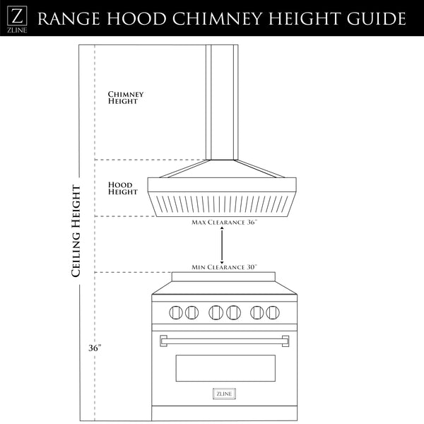 ZLINE 36" Convertible Vent Island Mount Range Hood in Stainless Steel & Glass (GL9i-36)